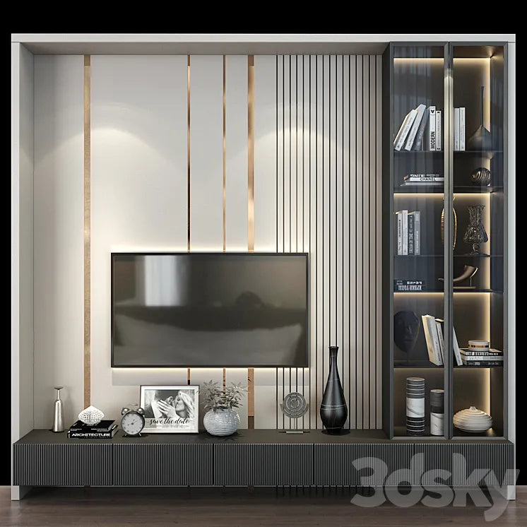 TV wall set 267 3DSMAX Model