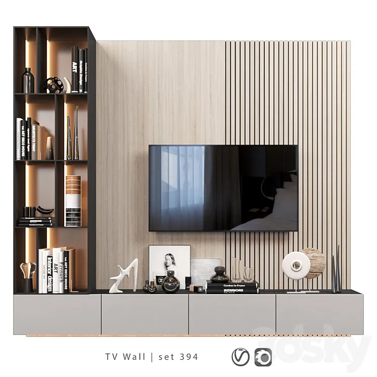 TV Wall | set 394 | TV shelf 3DSMAX Model
