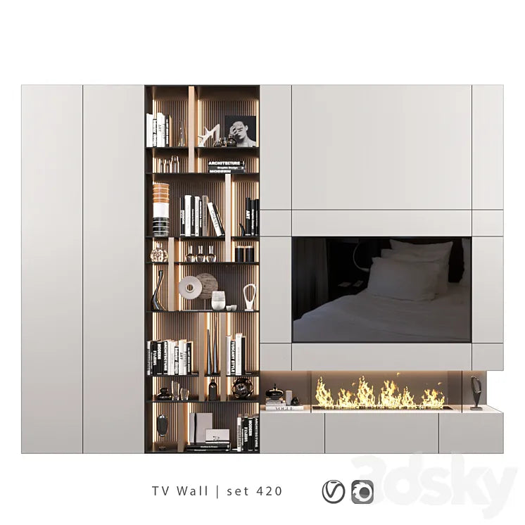 TV Wall | set 420 3DSMAX Model