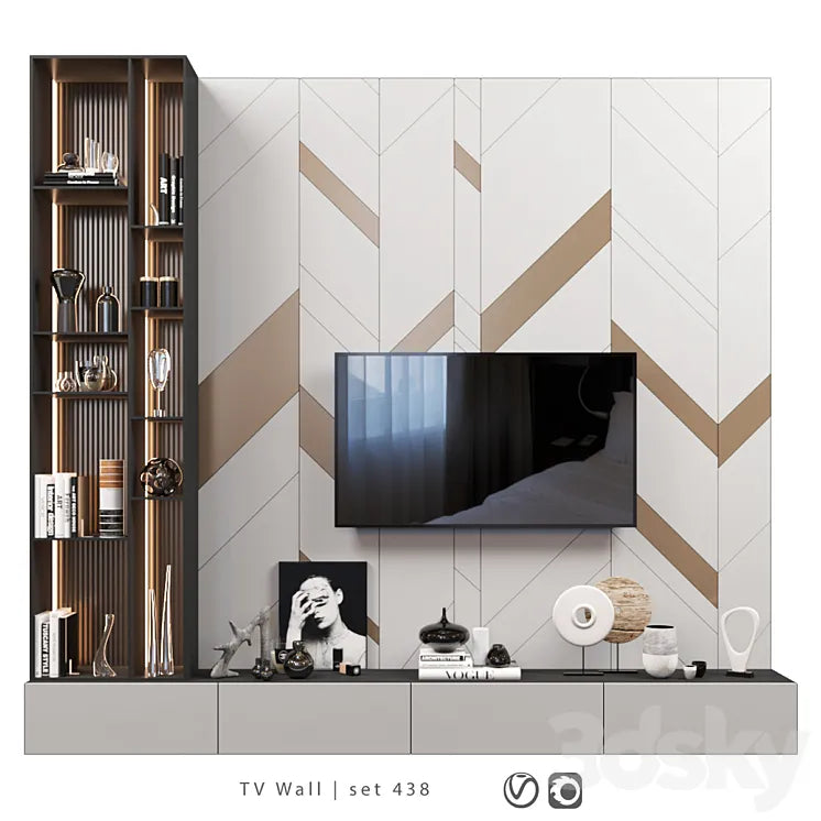 TV Wall | set 438 3DSMAX Model
