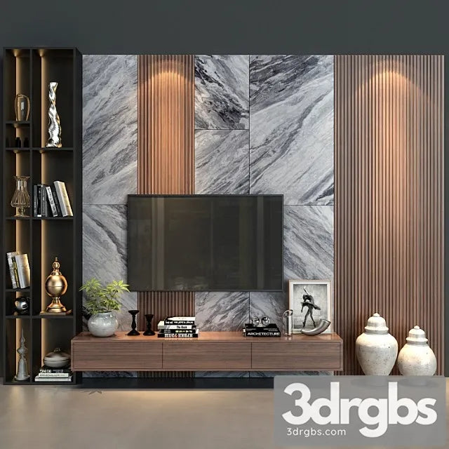 TV Wall Set 47 1 3D Model Free