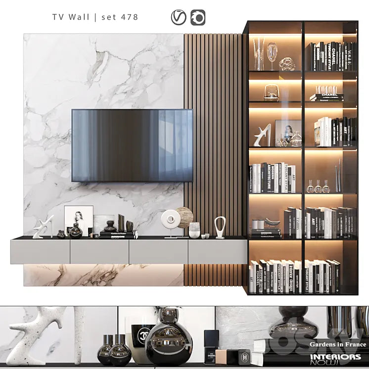 TV Wall | set 478 3DSMAX Model
