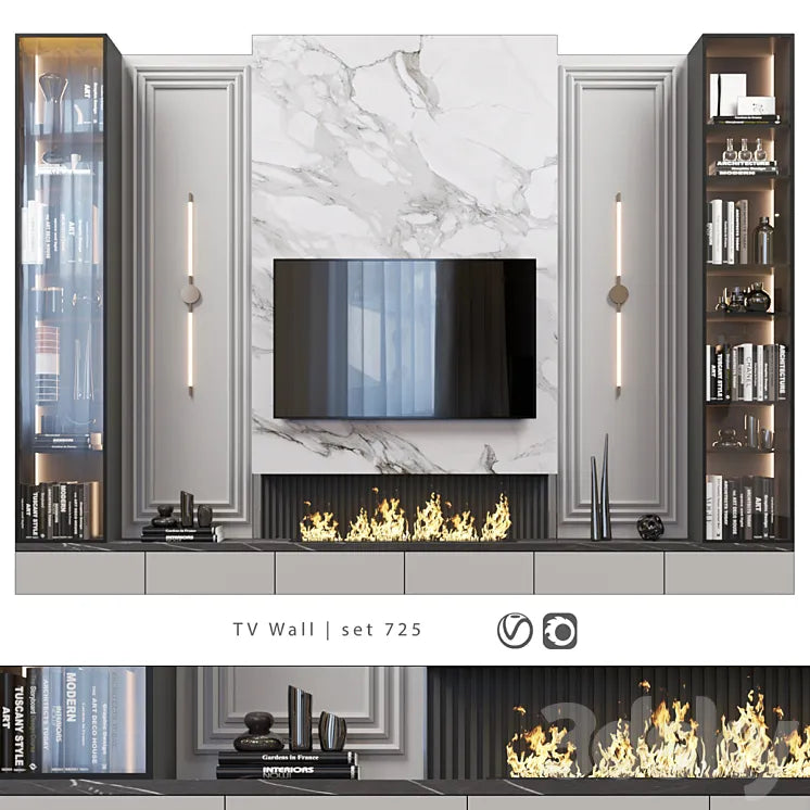 TV Wall | set 725 3DSMAX Model