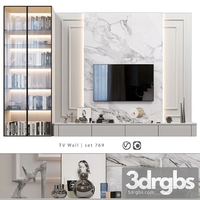 TV Wall Set 769 3D Model Free
