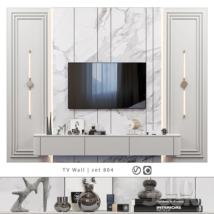 TV Wall | set 804 3DSMAX Model