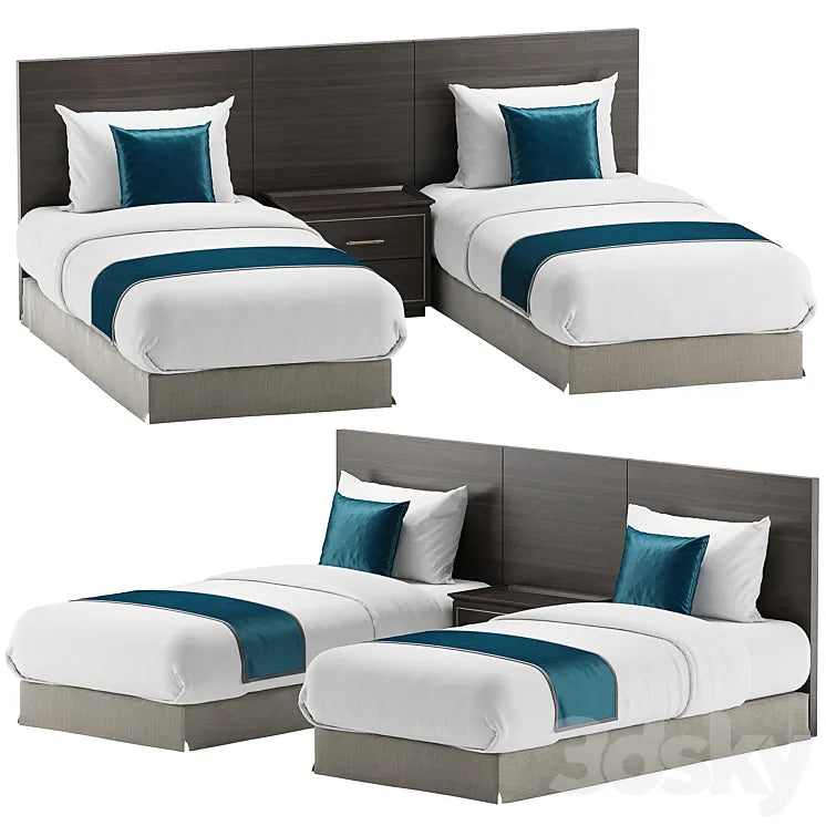 Twin bed for hotel room 2 3DSMAX Model
