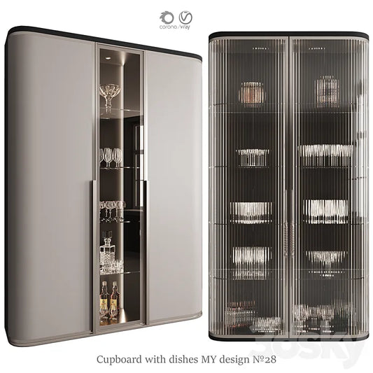 Сupboard with dishes My Design №28 3DSMAX Model