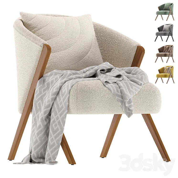 Upholstered Boucle Armchair Zara Home 3DSMAX Model