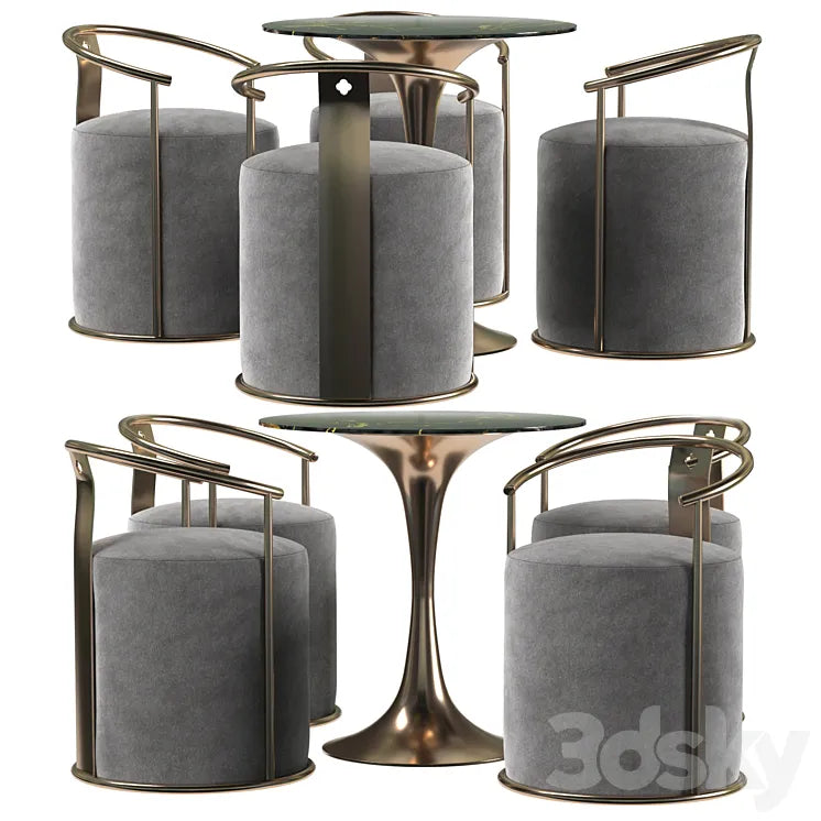 Upholstered Velvet Accent Chair Modern Round Accent Chair in Gold 3DSMAX Model