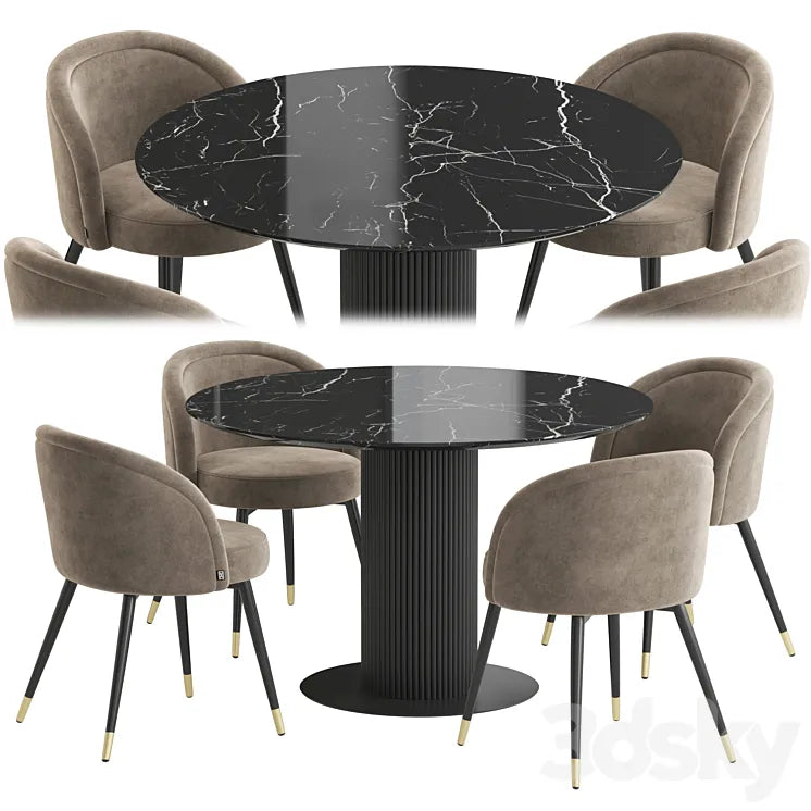 Velvet table Chloe chair TOK Dining set 3DSMAX Model