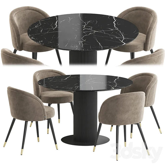 Velvet table Chloe chair TOK Dining set 3DSMAX Model