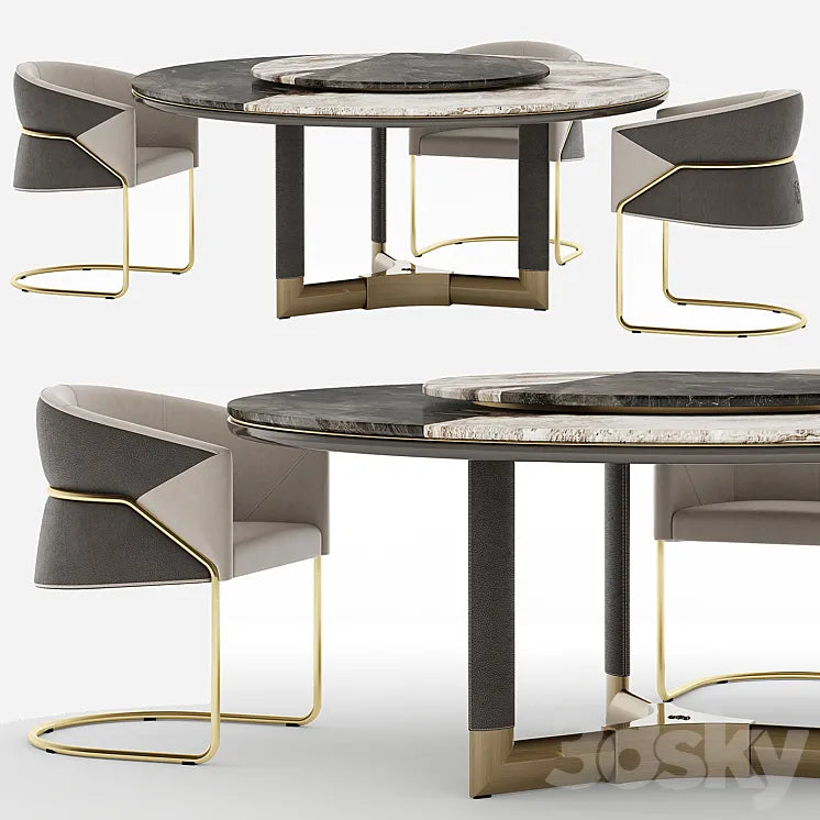 Visionnaire Morgan-Bonnie Starlight Dining Set 3DSMAX Model