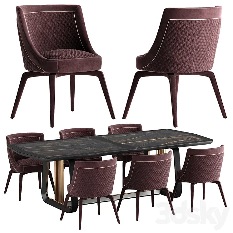 Vittoria Frigerio Perla chair Arquis table set 3DSMAX Model