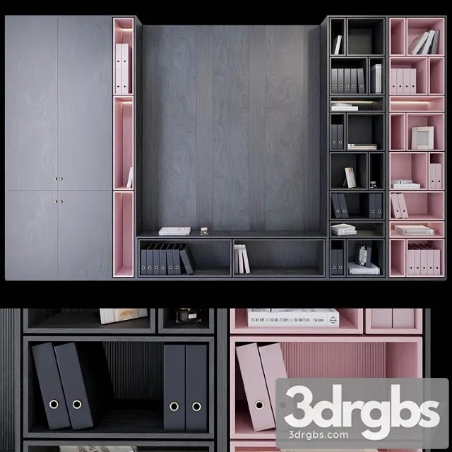 Wardrobe   plywood black and pink 3D Model Free