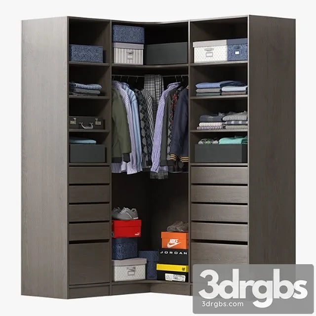 Wardrobe With Clothes 3D Model Free