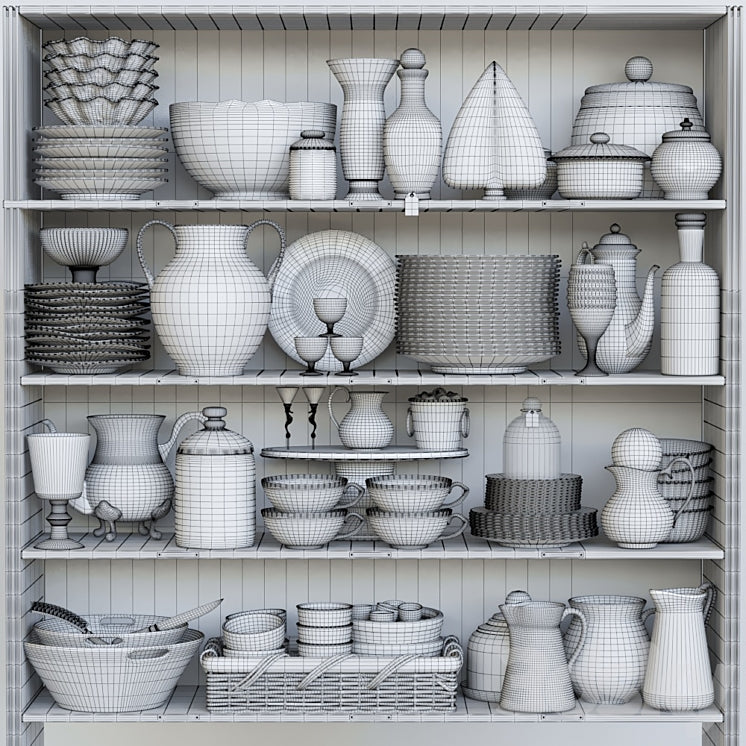 Wardrobe with dishes 4 3DS Max