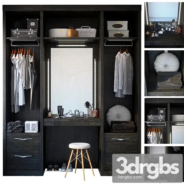 Wardrobe With Dressing Table 3D Model Free