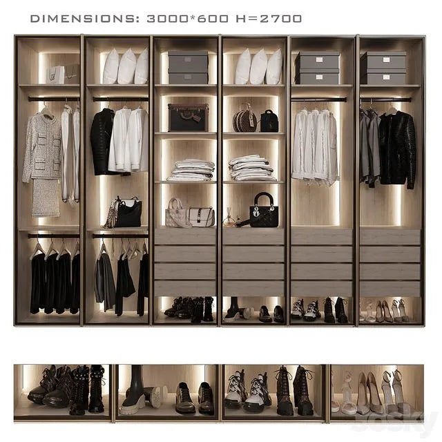 Wardrobe with glass doors 3dsMax Model