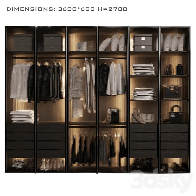 Wardrobe with glass doors 5 3DSMAX Model