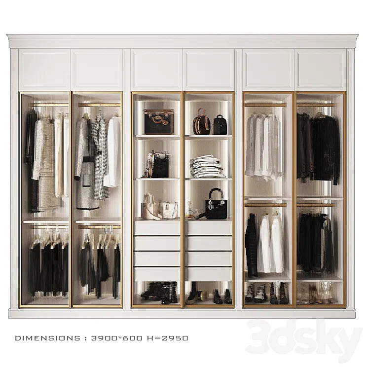 Wardrobe with glass doors_4 3DSMAX Model