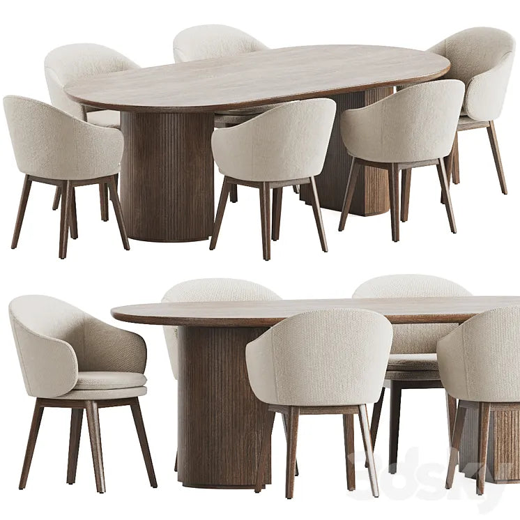Wayne Chair Moon Table Dining Set 3DSMAX Model