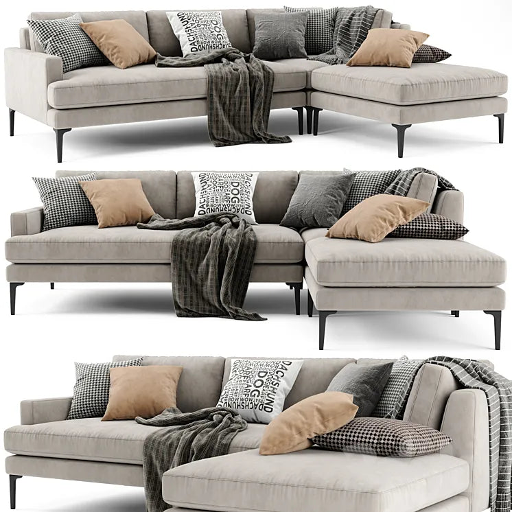 West Elm Andes Sectional Chaise Sofa 3DSMAX Model
