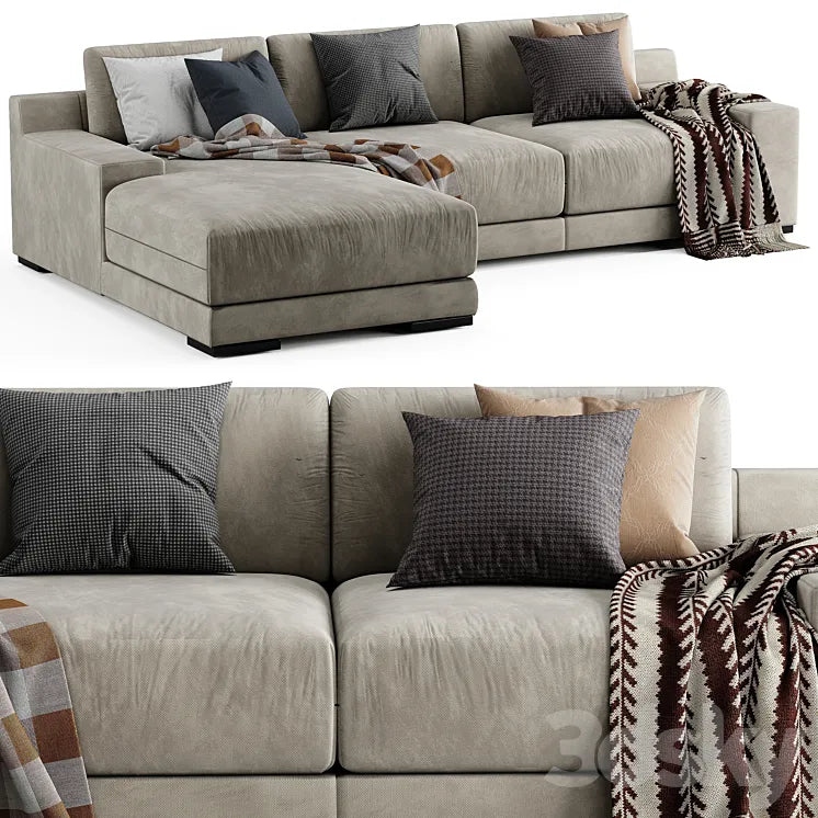 West Elm Dalton Chaise Longue Sofa 3DSMAX Model