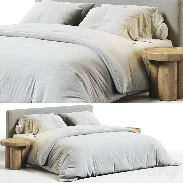 West Elm Flanged Edge Upholstered Bed 3DSMAX Model