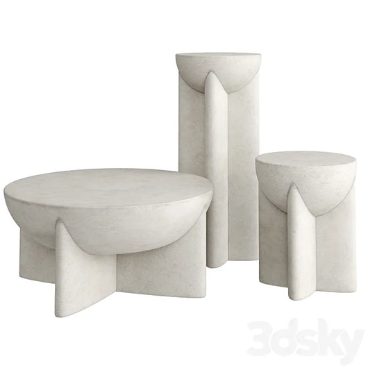 West elm Monti Lava Stone Tables 3DSMAX Model
