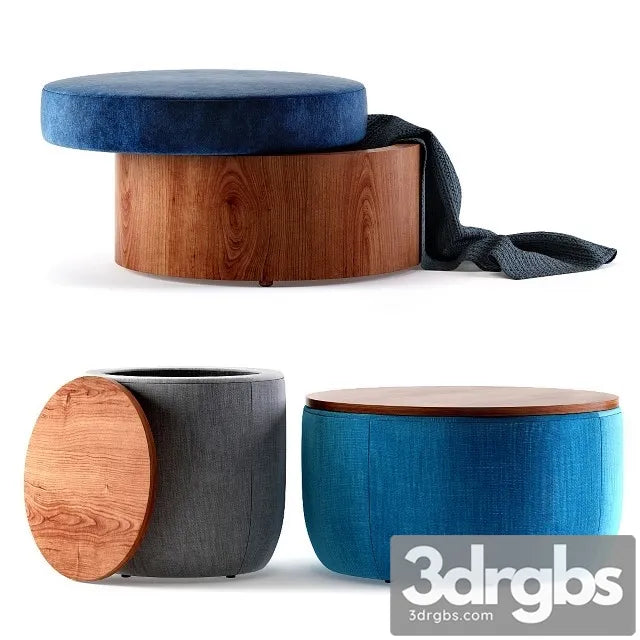 West Elm Storage Ottomans 3D Model Free