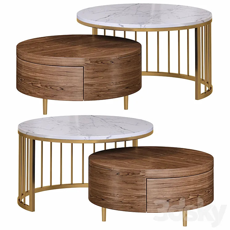 Whitewalnut round nesting coffee table by homary 3DSMAX Model