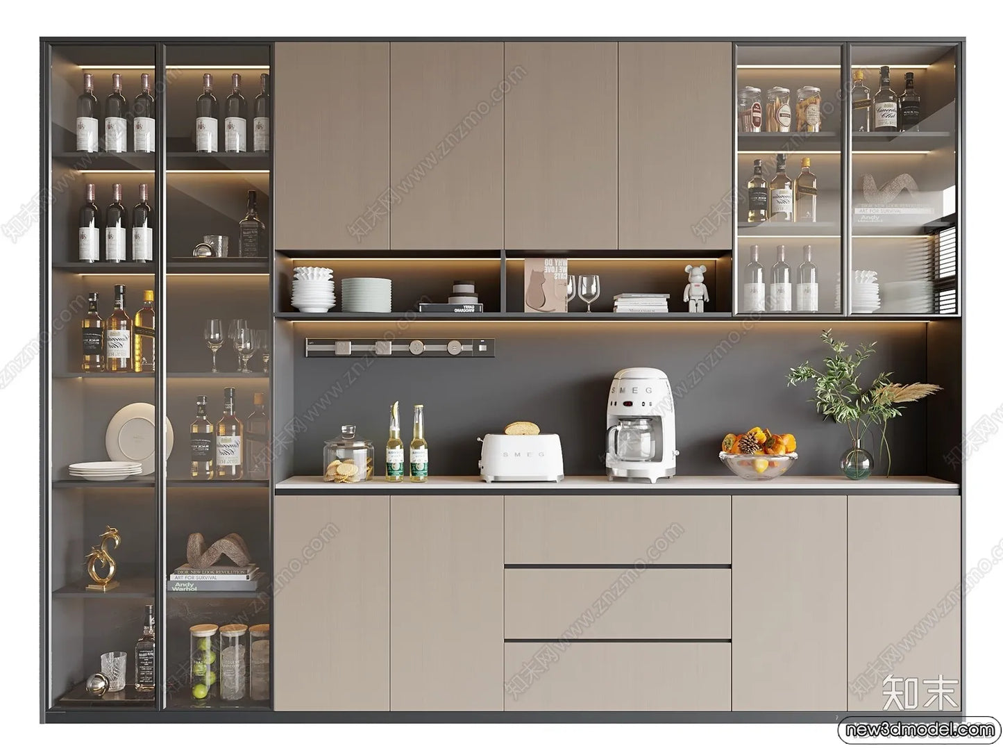 Wine Cabinet 3D Models – 3D Furniture for Interior Design – 063