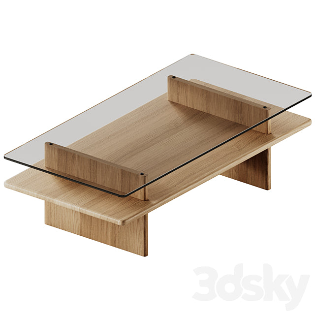 Wood Parallel Glass Coffee Table 3ds Max
