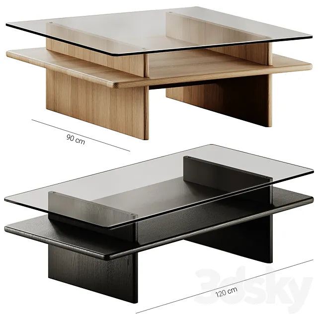 Wood Parallel Glass Coffee Table 3ds Max