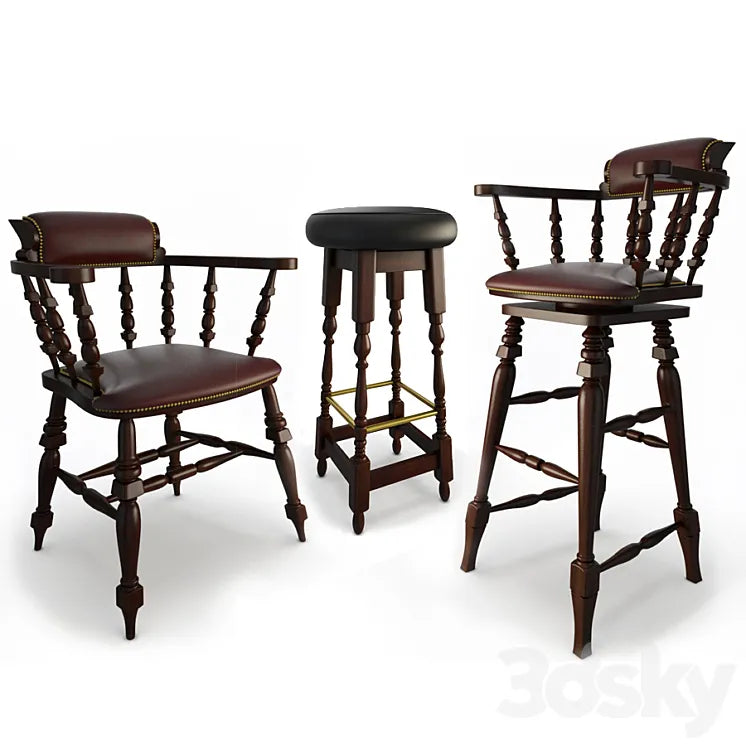 Wooden Bar Seats 3DSMAX Model