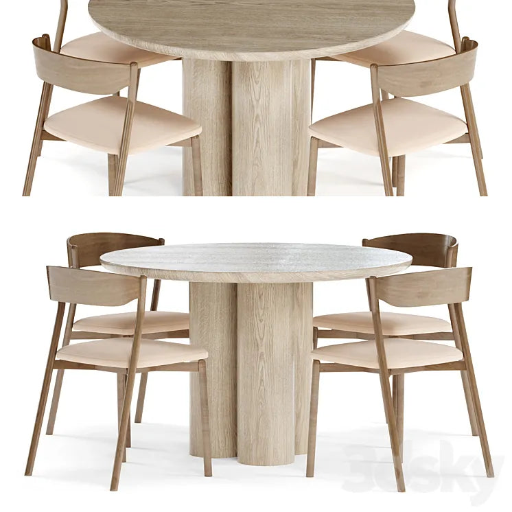 Wooden Chair Tube by Miniforms dinng table 3DSMAX Model