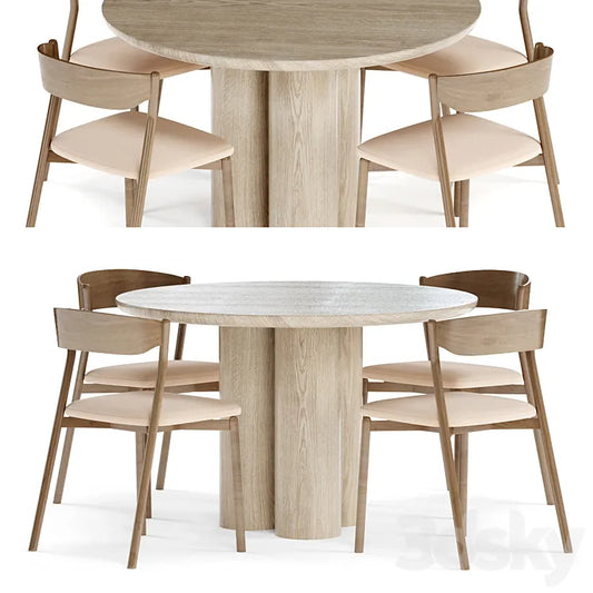 Wooden Chair Tube by Miniforms dinng table 3DSMAX Model