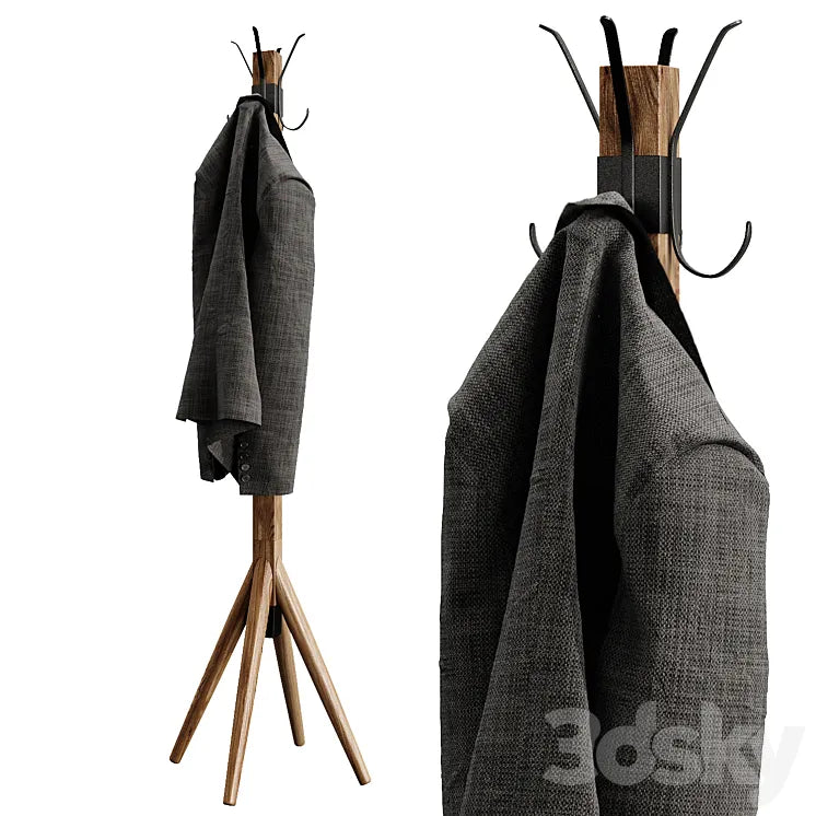 Wooden floor hanger jacket clothes hallway 3DSMAX Model
