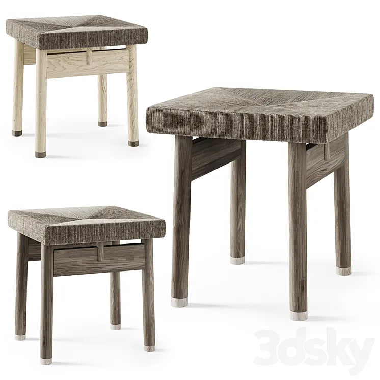 Wooden rattan stool / Wooden chair with wicker 3DSMAX Model
