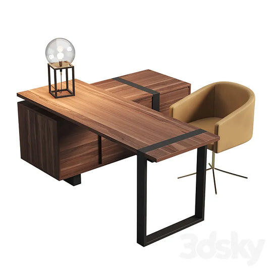 Working table CHICAGO + chair HAIA by LASKASAS 3DSMAX Model