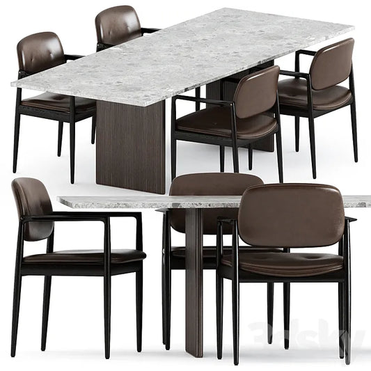 Yoko Cord Outdoor Dining chair by Minotti and Cabin square table by Vipp 3DSMAX Model