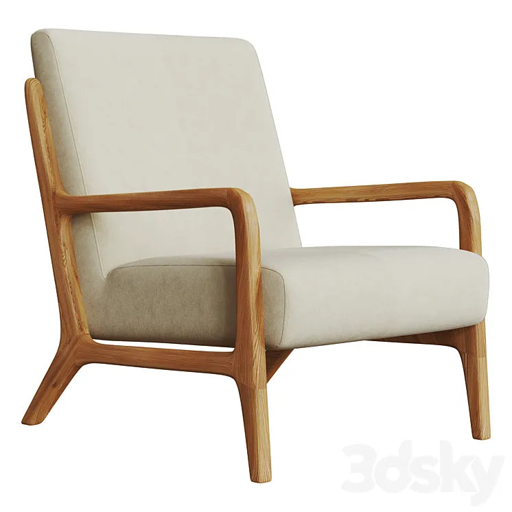 Zara Home Ash Wood and Linen Armchair 3DSMAX Model