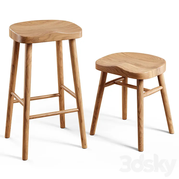 Zara Home - The ash wood stool 3DSMAX Model