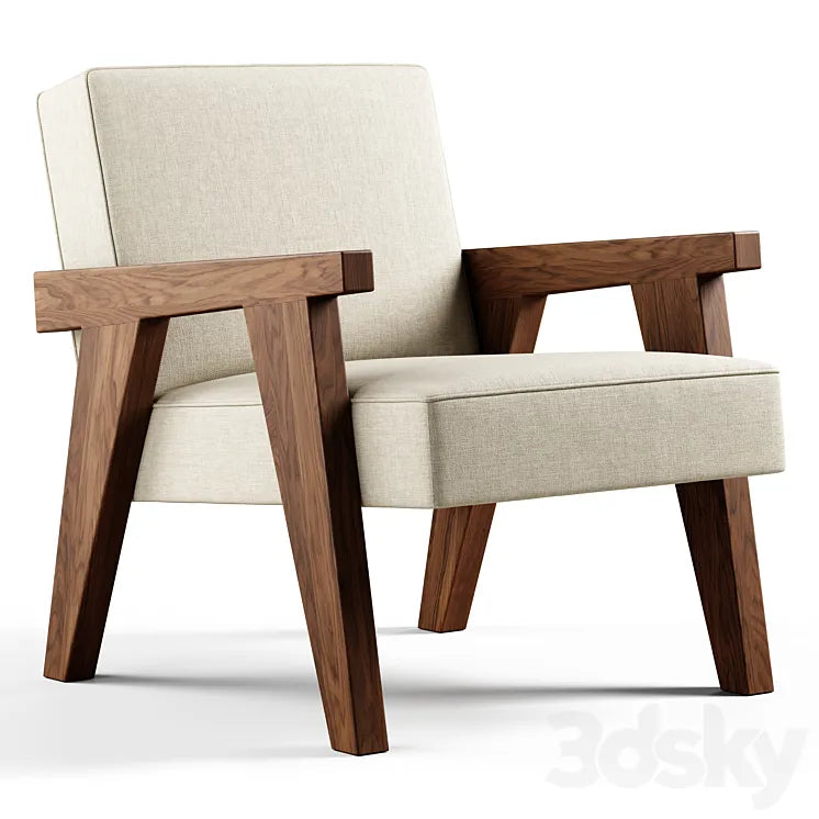 Zara Home - The walnut armchair with hemp upholstery 3DSMAX Model