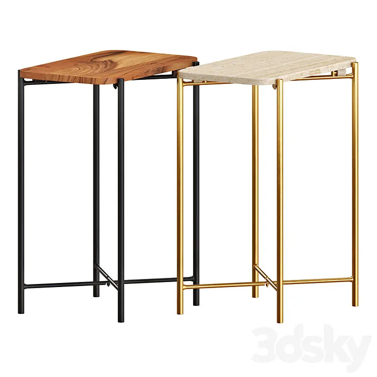 Zara Marble And Wooden Side Tables 3DSMAX Model
