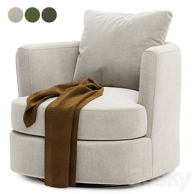 Zarren Upholstered Swivel Barrel Chair 3DSMAX Model