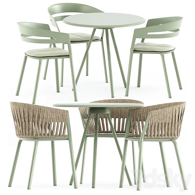 Zebra Round table and Ria Dining armchair by Fast 3DSMAX Model