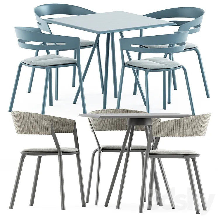 Zebra Square table and Ria Dining armchair by Fast 3DSMAX Model