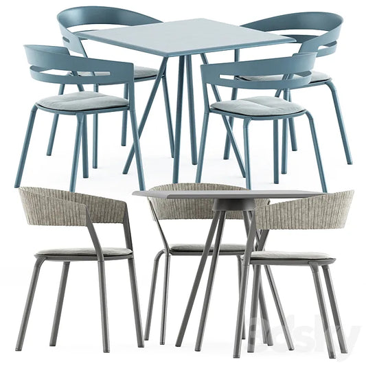 Zebra Square table and Ria Dining armchair by Fast 3DSMAX Model