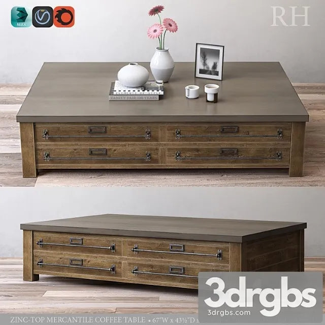 Zinc Top Mercantile Coffee Table 1 3D Model Free